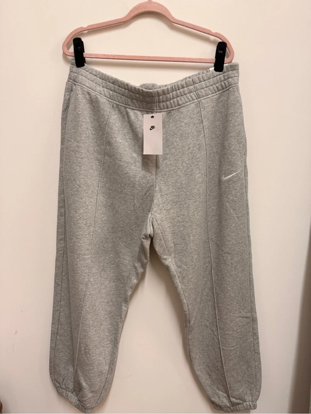 Nike Gray Fleece Track Joggers with Swoosh